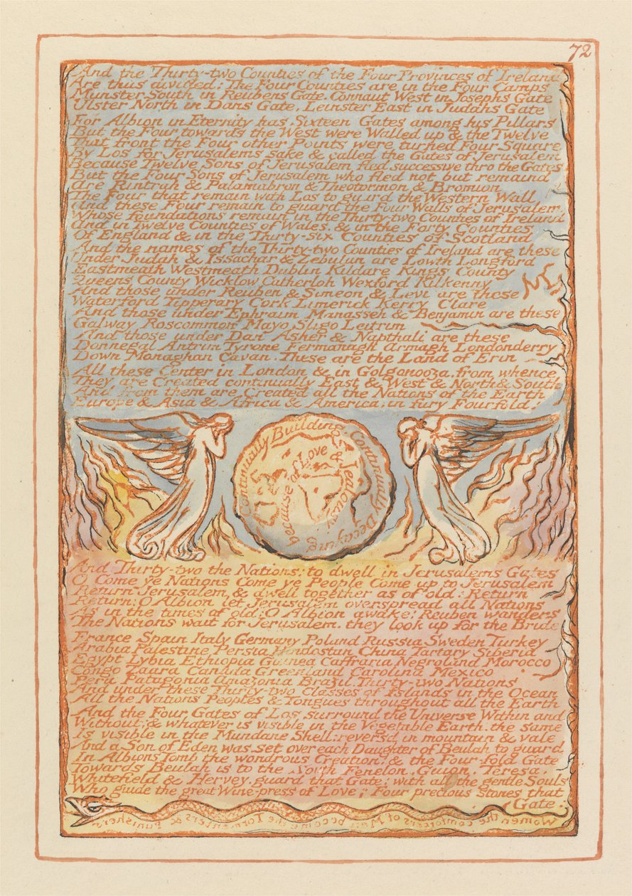 Jerusalem, plade 72, og de 32 amter .... af William Blake