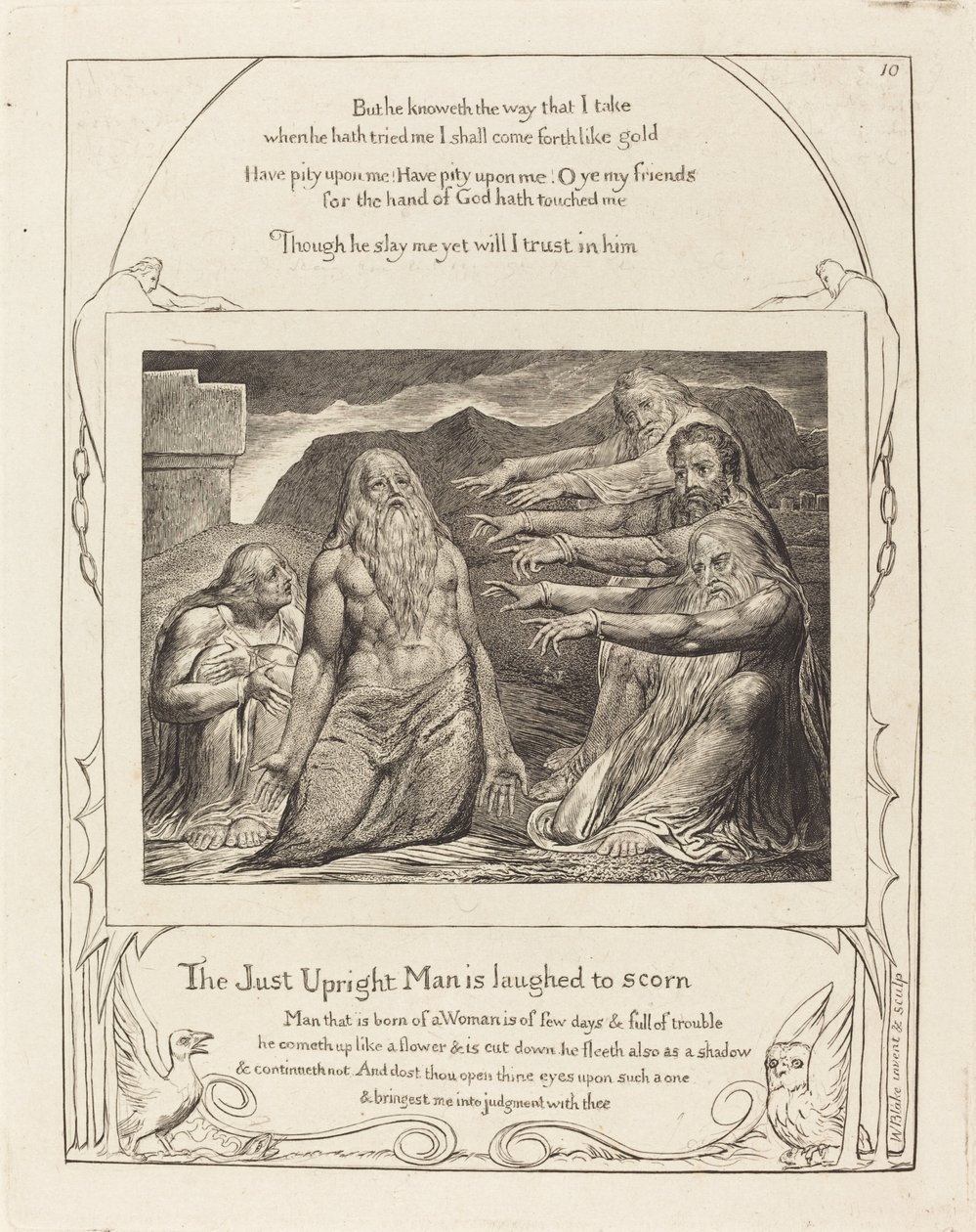 Job irettesat af sine venner af William Blake