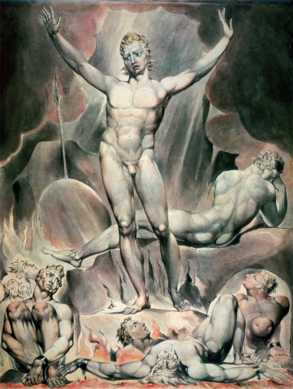 Satan vækker de oprørske engle, 1808 af William Blake