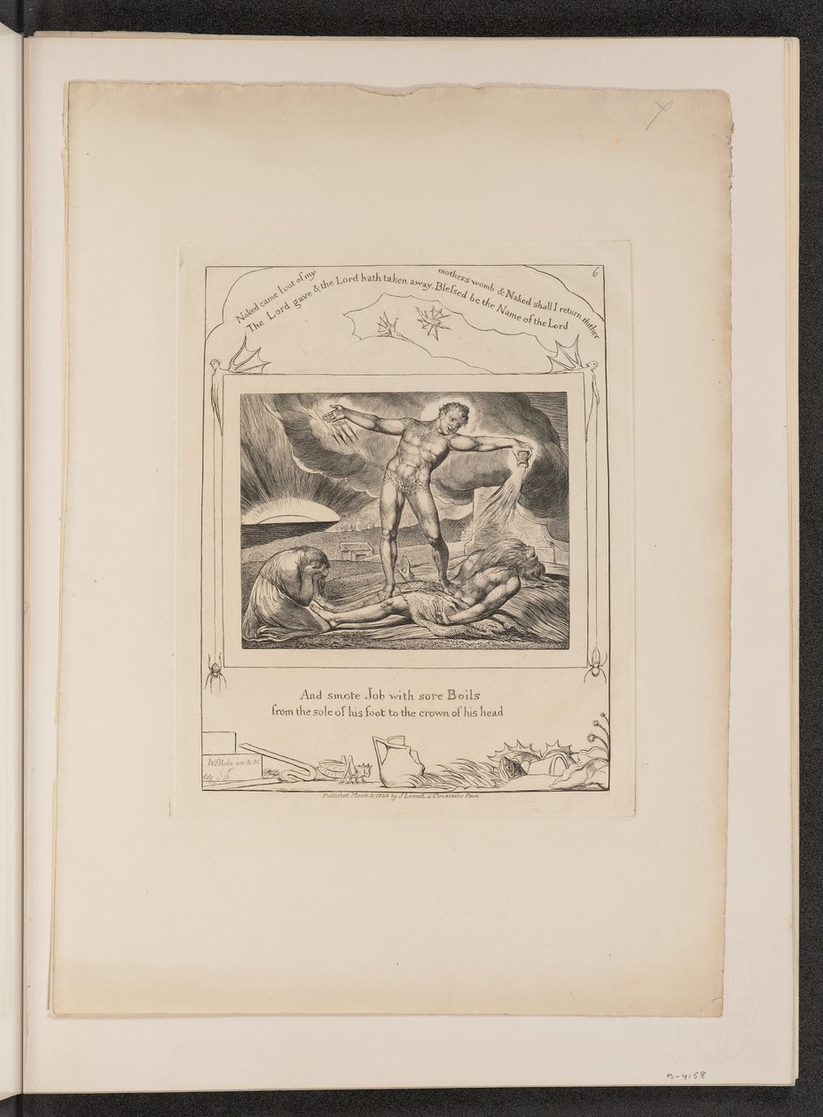 Satan slår job med bylder af William Blake