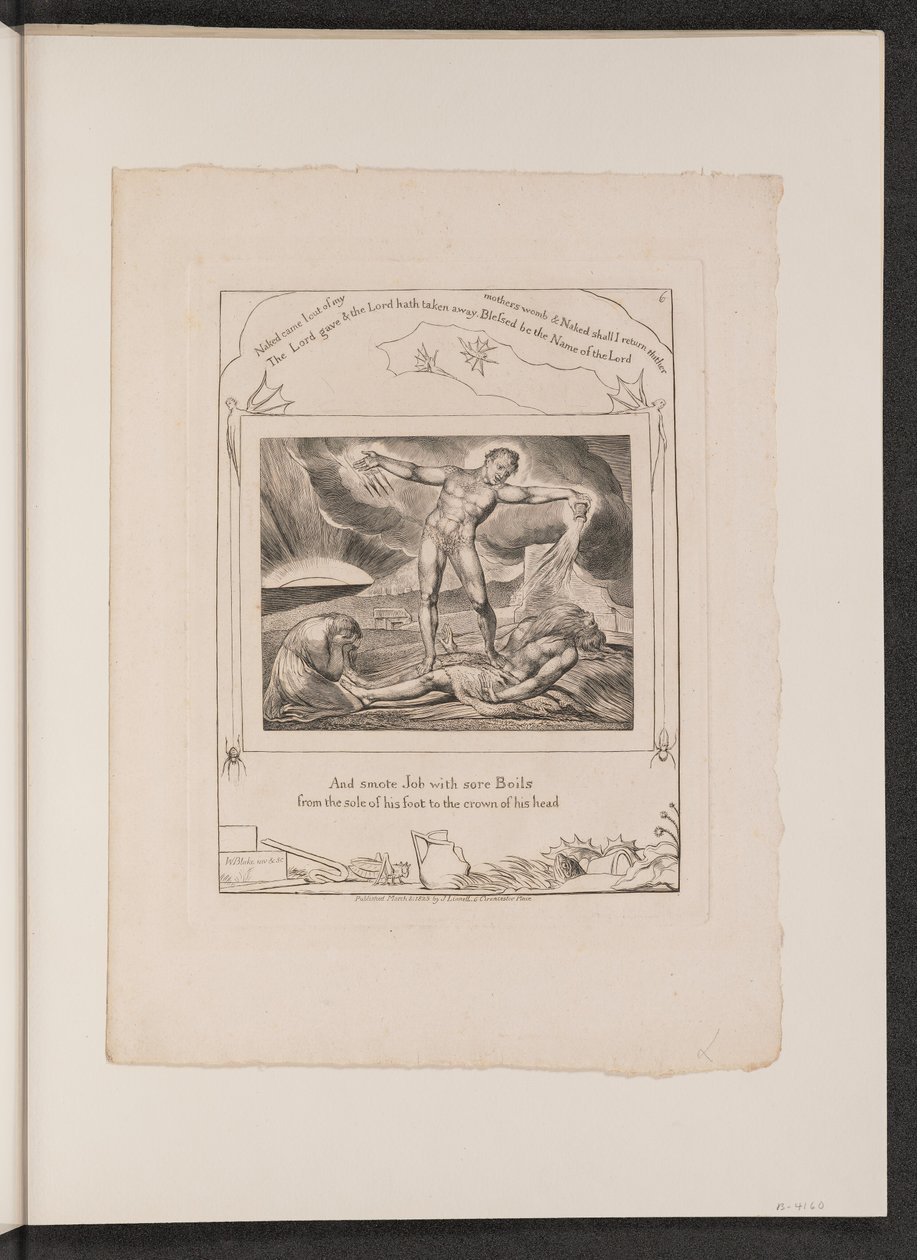 Satan slår job med bylder af William Blake