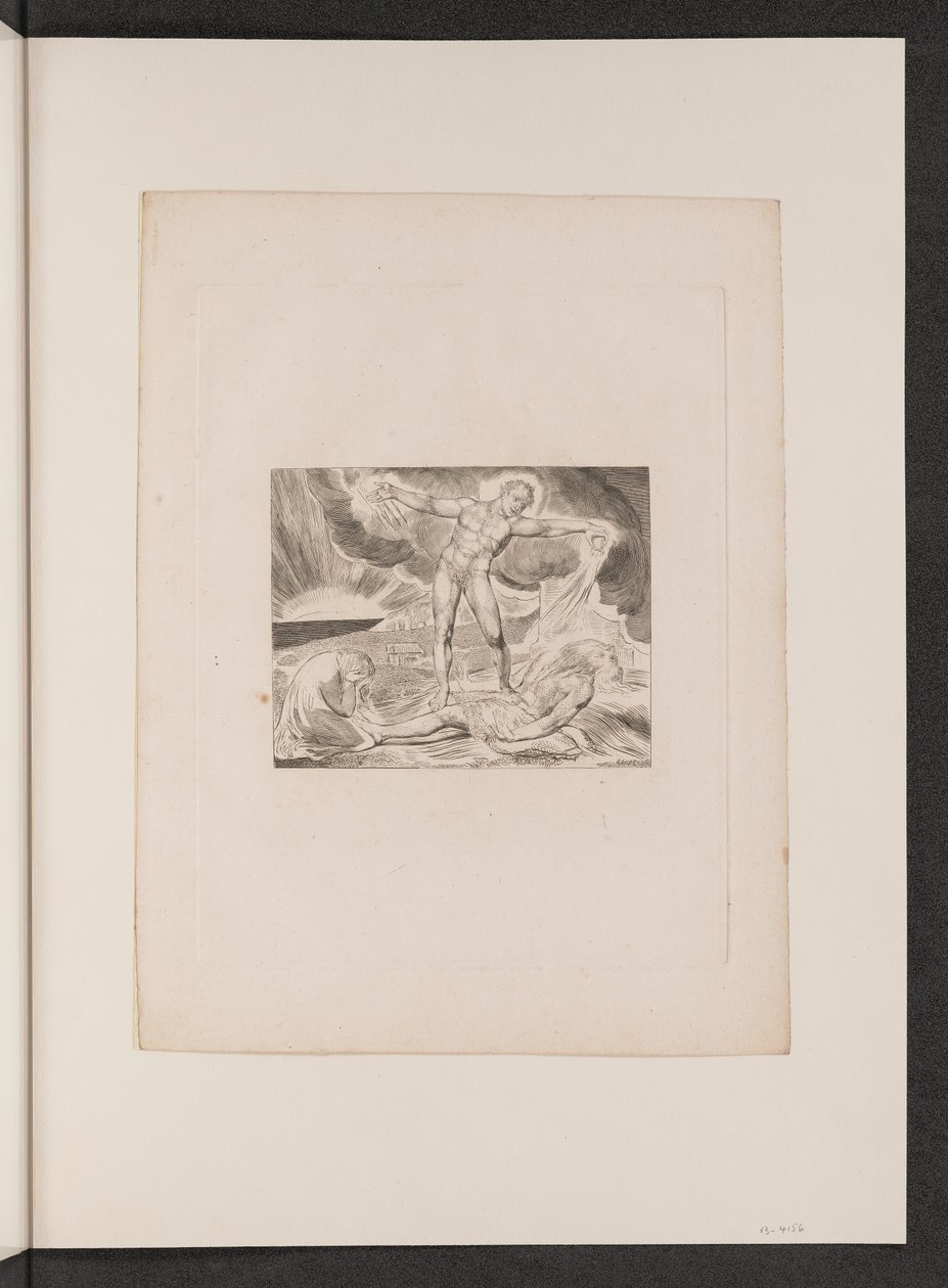 Satan slår job med bylder, 1825. af William Blake