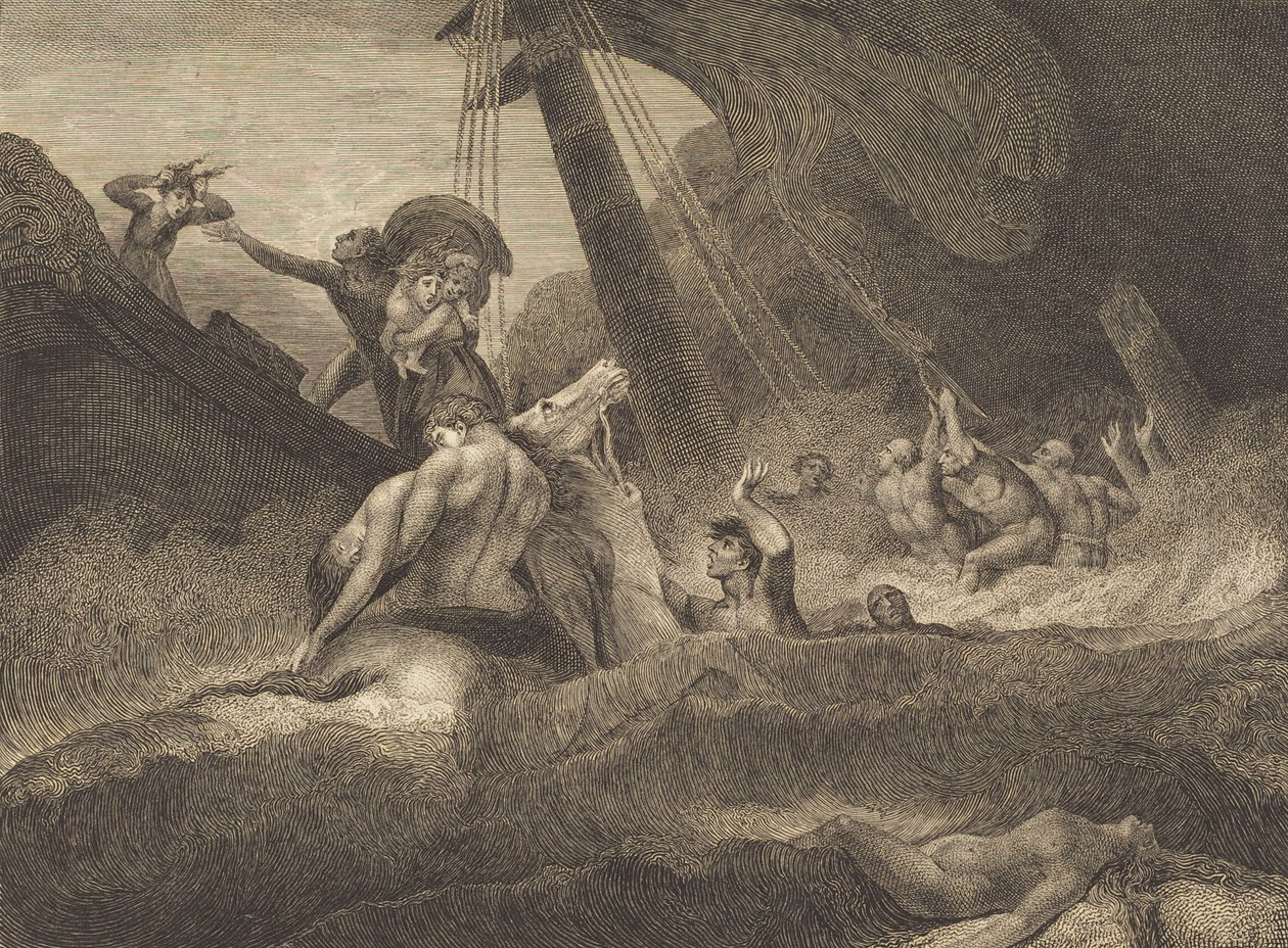 Skitse af et skibsforlis, 1809. af William Blake
