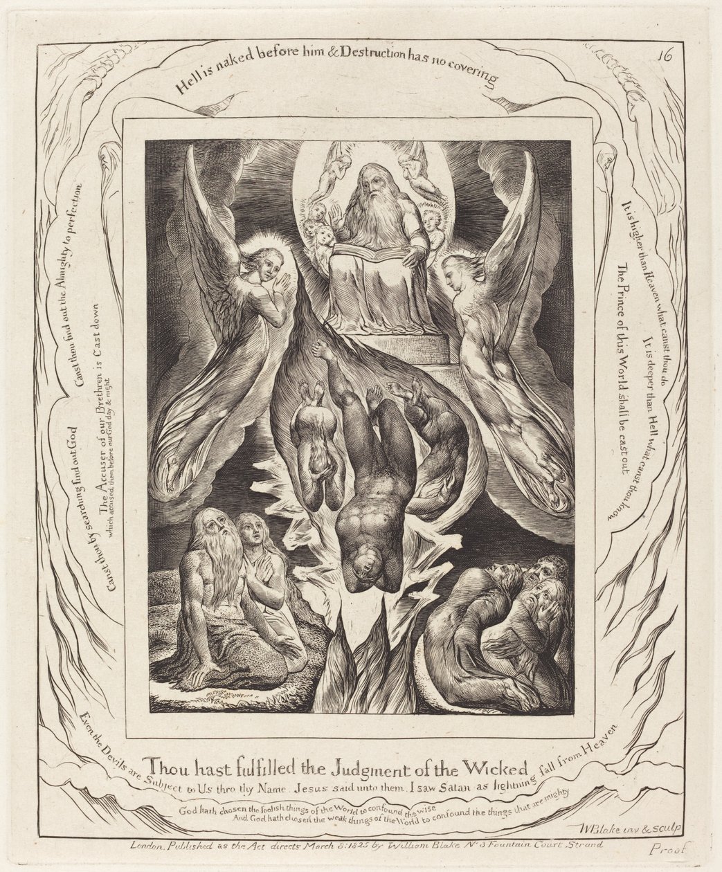 Satans fald, 1825. af William Blake