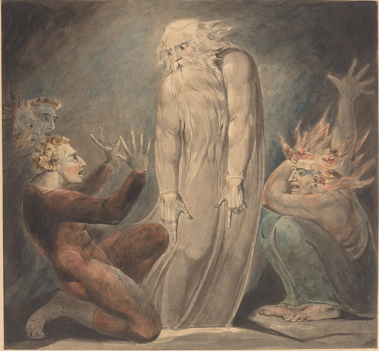 Samuels spøgelse viser sig for Saul af William Blake