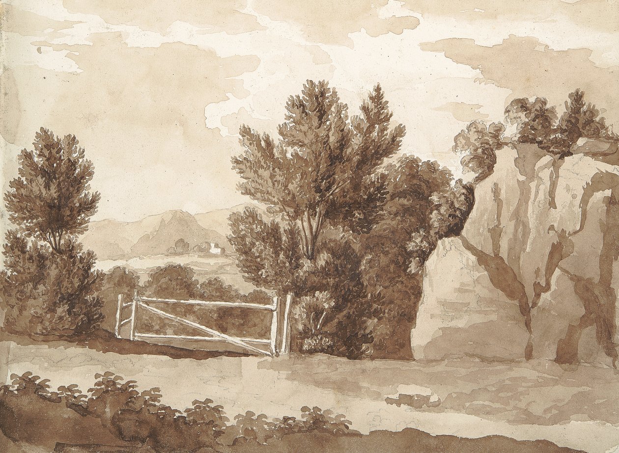 Bagside: Landskabsscene af William Brockedon