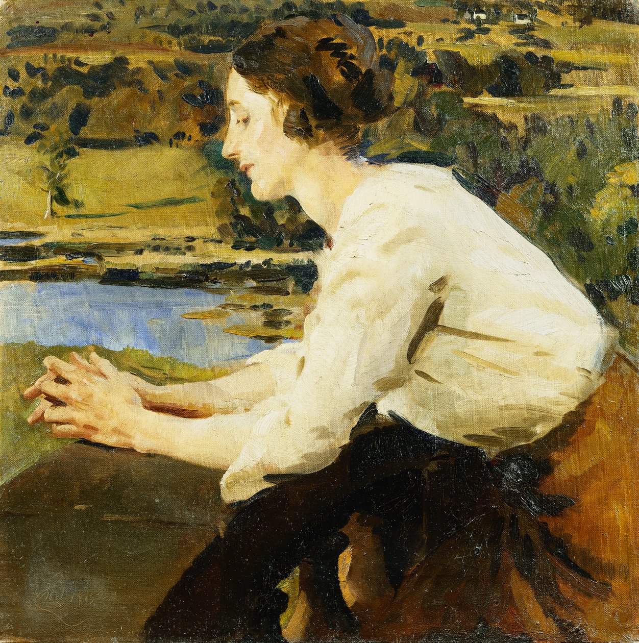 Ung kvinde på en balkon af William Bruce Ellis Ranken