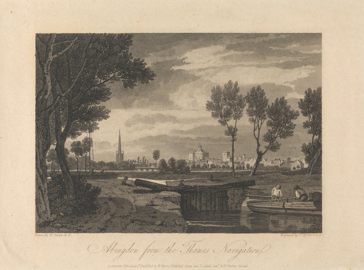 Abingdon fra Themsen Navigation af William Byrne