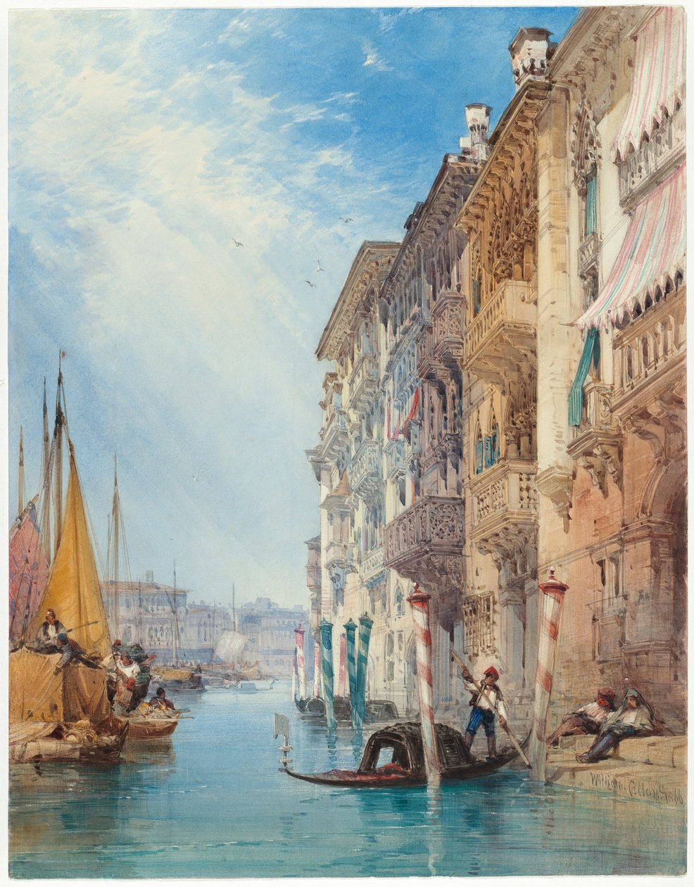 En gondol på Canal Grande, Venedig af William Callow