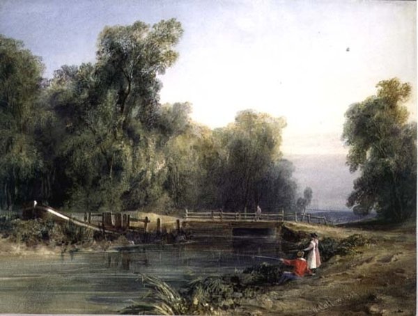 Børn lystfiskeri af William Callow