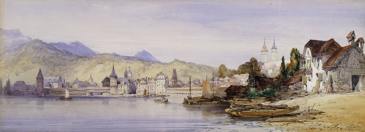 Luzern fra søen, 1862 af William Callow