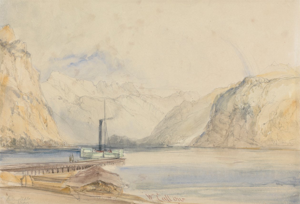 Walenstadt fra Weesen, Schweiz af William Callow