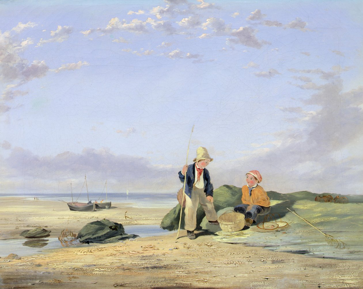 Figurer på en strand (olie på lærred) af William Collins