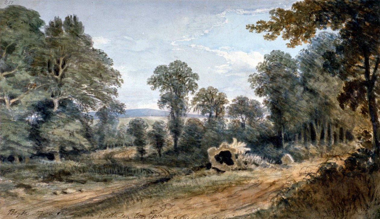 Udsigt over Bayswater Hill, London, 1803 af William Crotch
