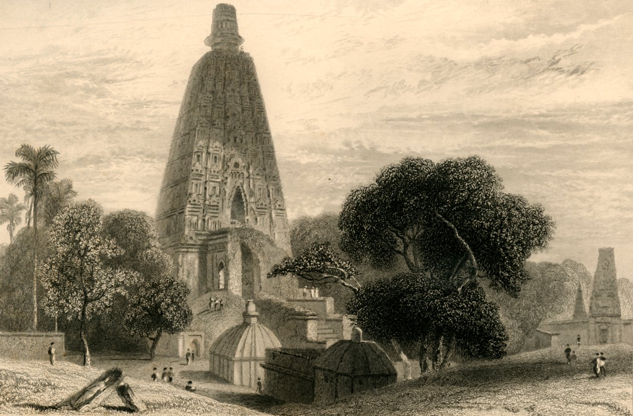 Det store tempel i Bode Gyah, 1835. af William Daniell