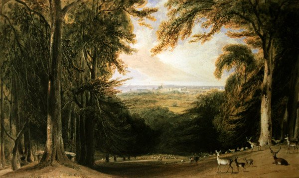 Skovklædt landskab, Windsor af William Daniell