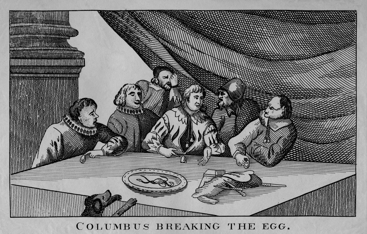 Columbus Breaking The Egg, c1815. af William Davison