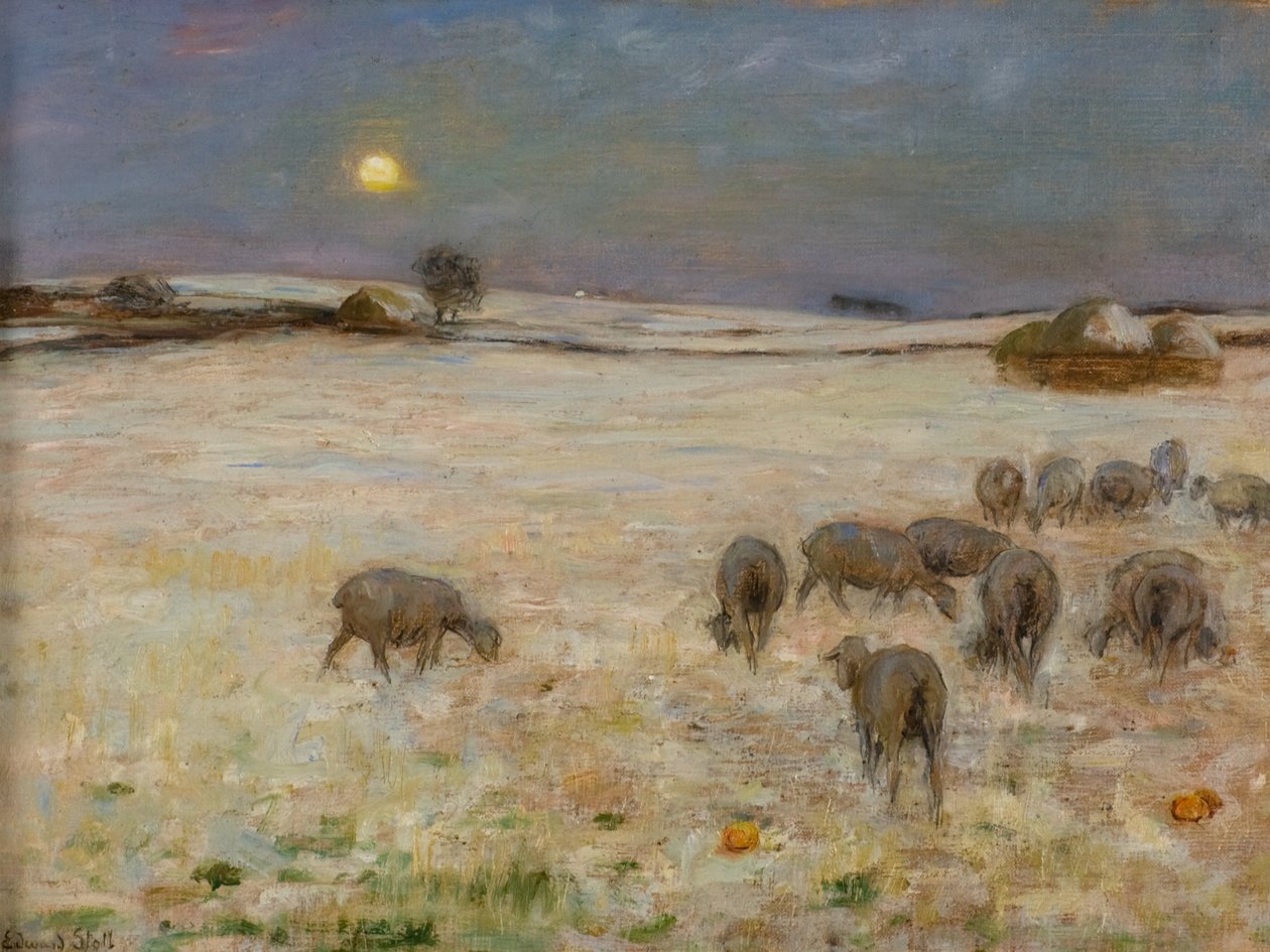 Får i sne (olie på lærred) af William Edward Stott