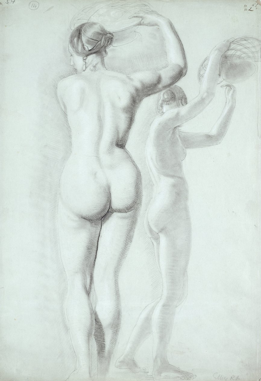 Figurstudier (blyant på papir) af William Etty