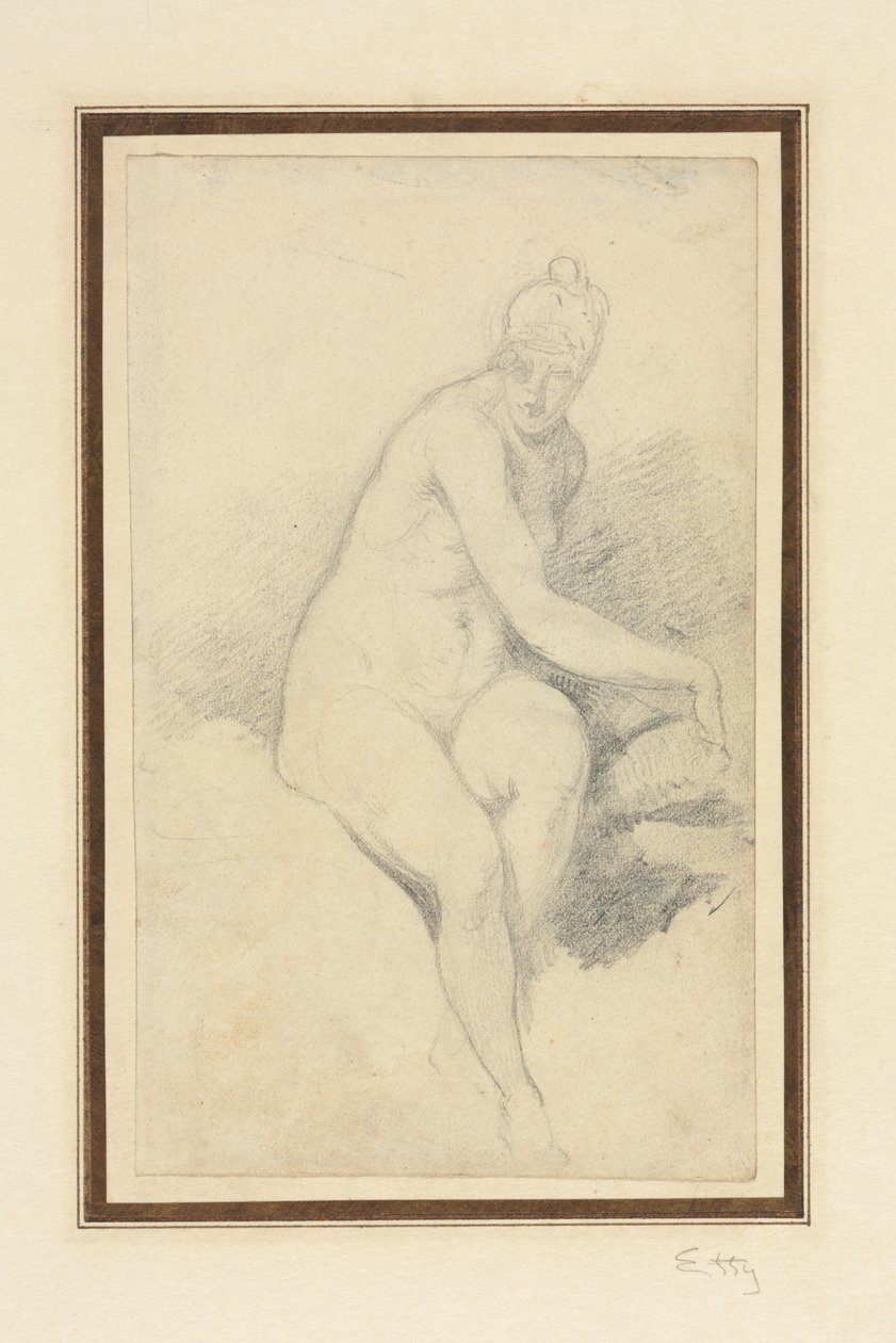 Siddende nøgen. af William Etty