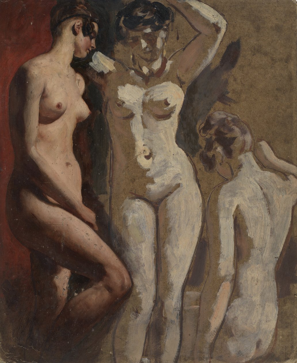 Tre stående kvindelige nøgenbilleder af William Etty