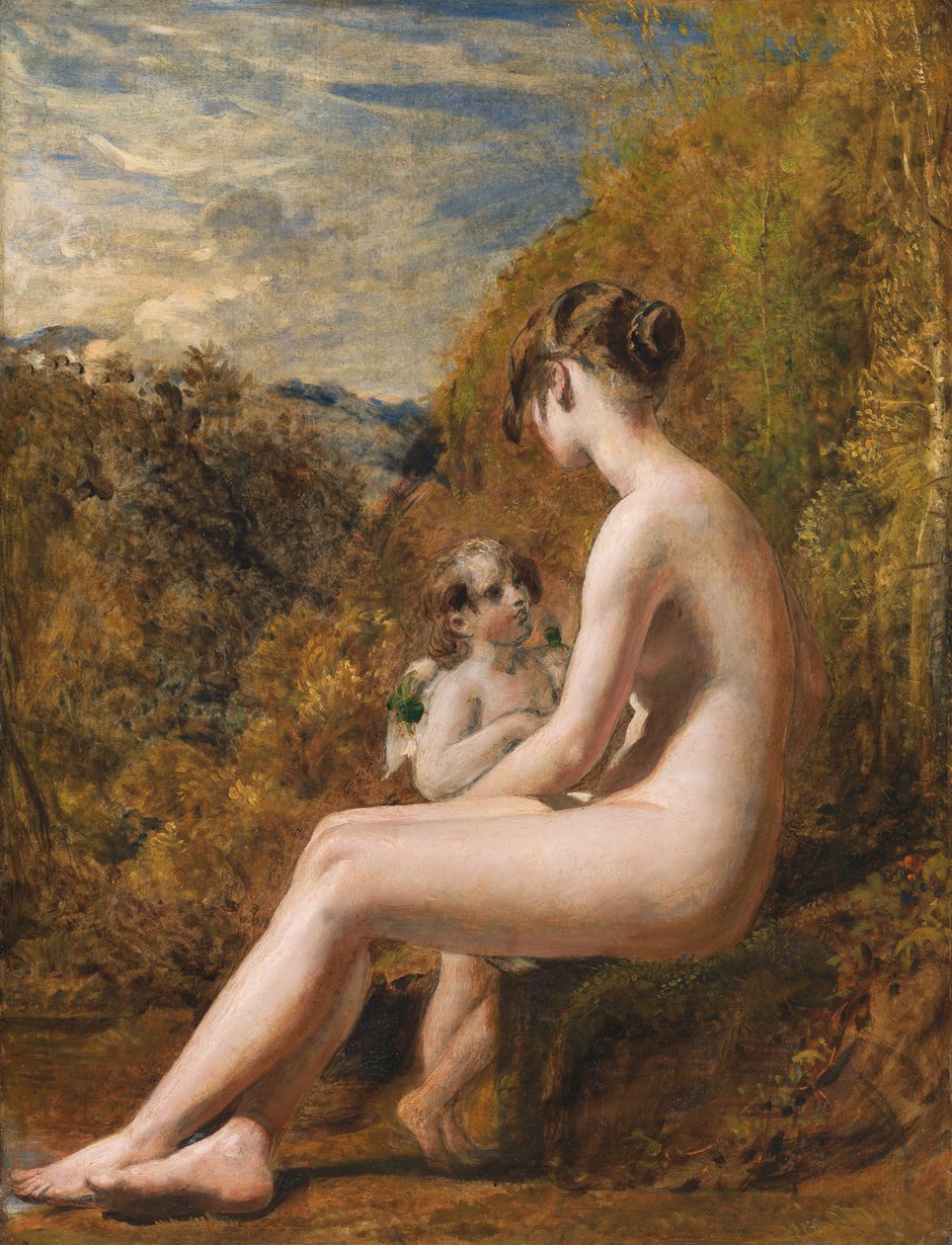 Venus og Amor (olie på møllebræt) af William Etty