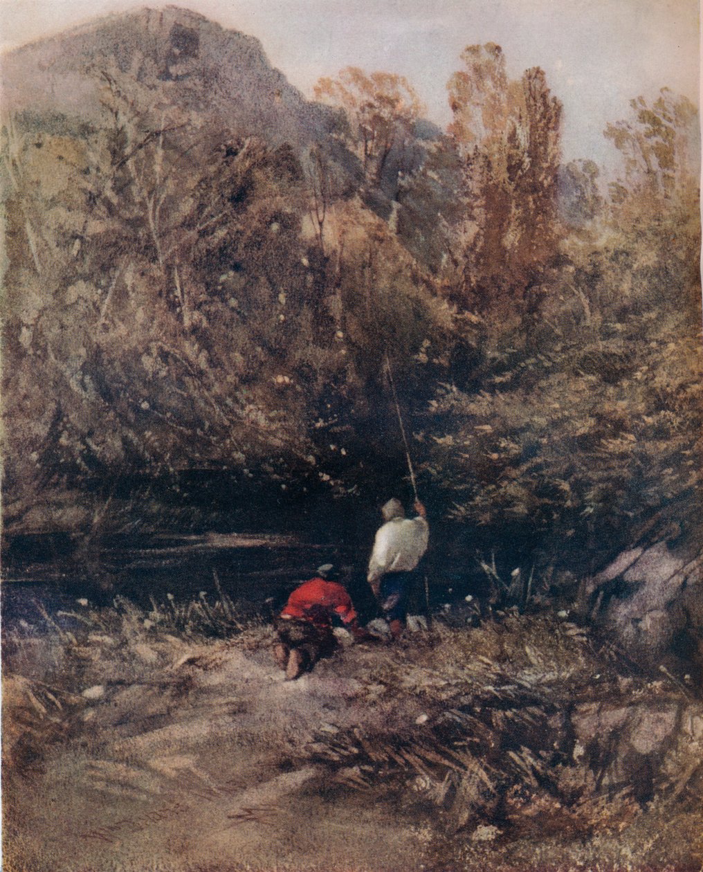 Landskab, med fiskere, 1843, 1924 af William Evans