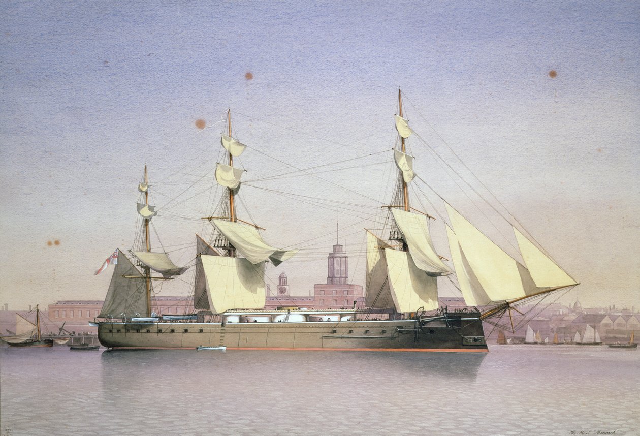 H.M.S. Monark i Plymouth af William Frederick Mitchell