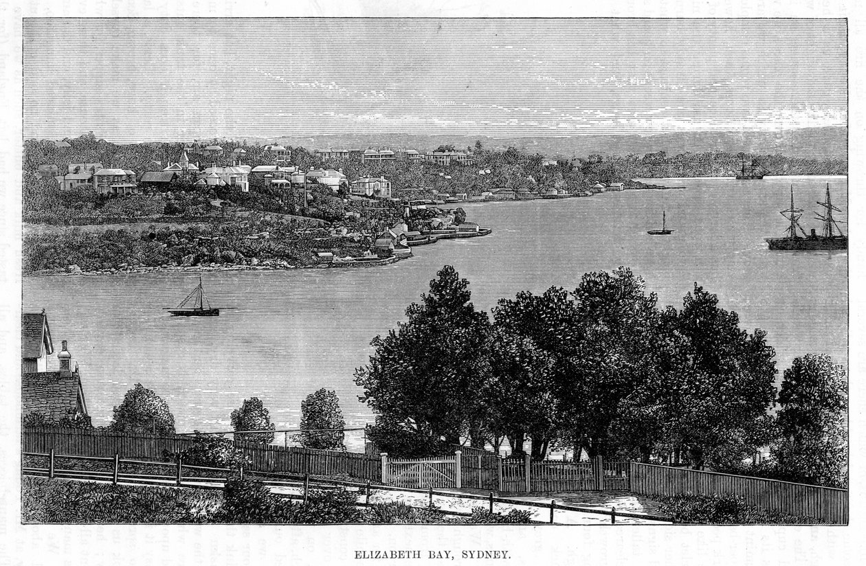 Elizabeth Bay, Sydney, 1800-tallet. af William Hatherell