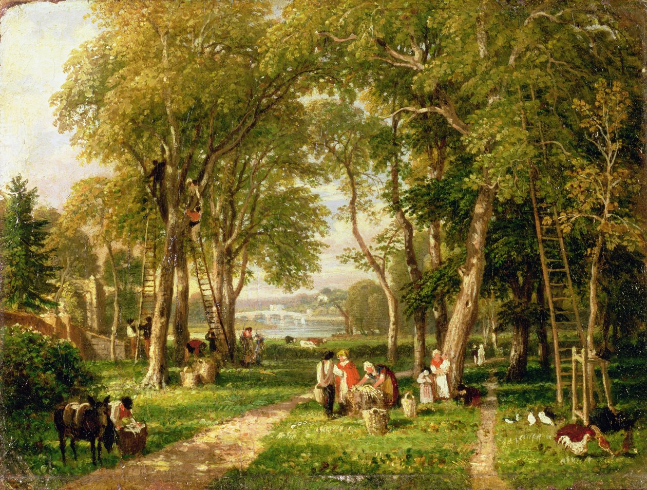 Walnut Gathering i Petersham, nær Richmond Bridge af William Havell