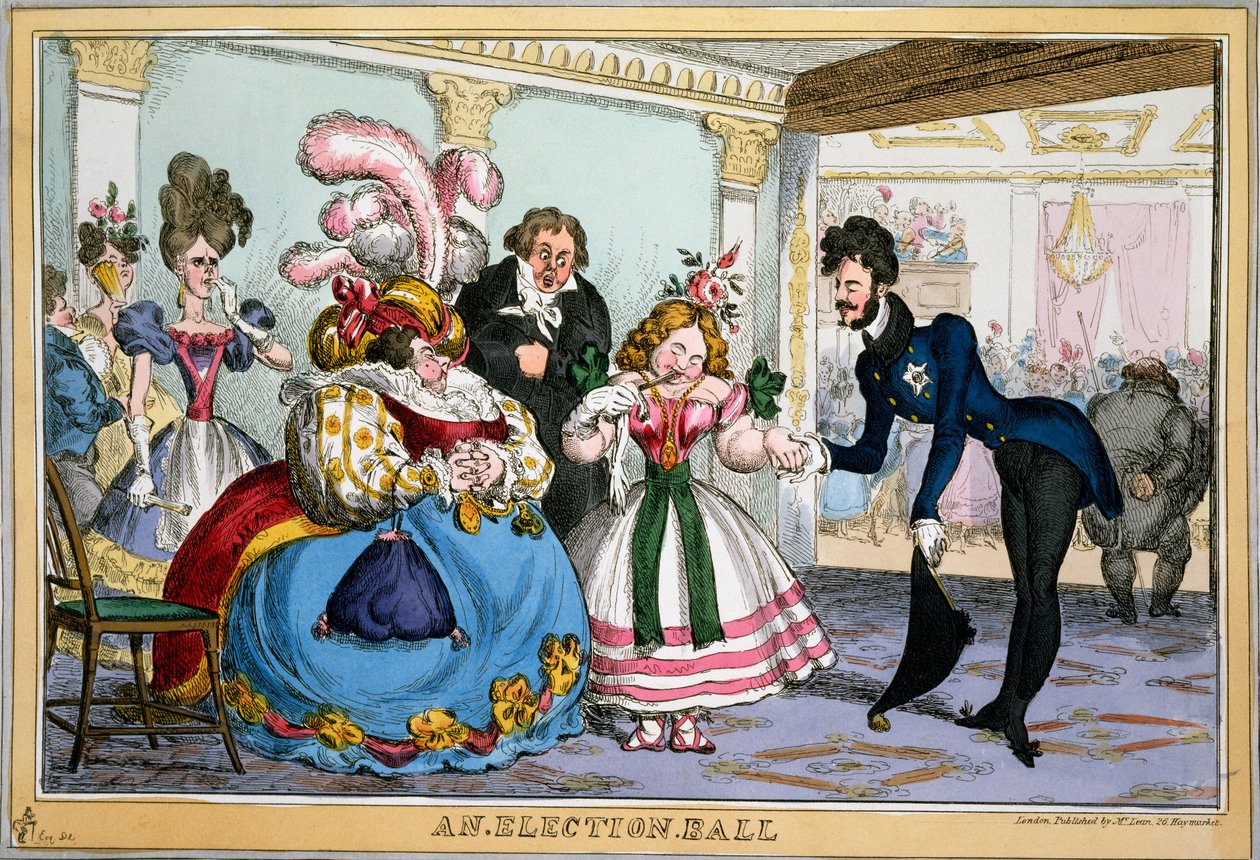 An Election Ball, ca. 1829 (håndfarvet gravering) af William Heath