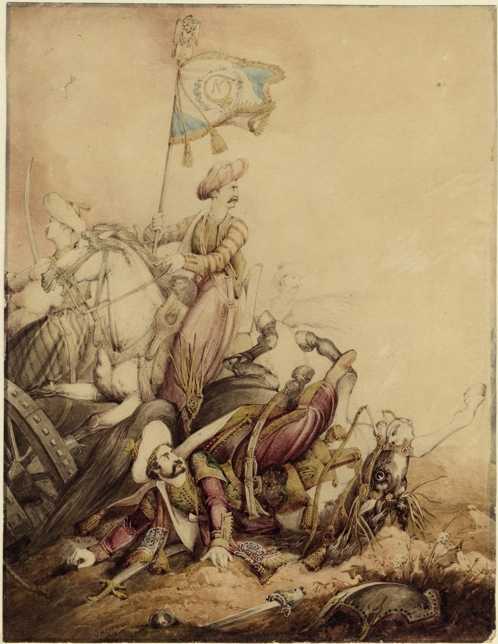 Mamluk fanebærer i kamp, 1818 af William Heath