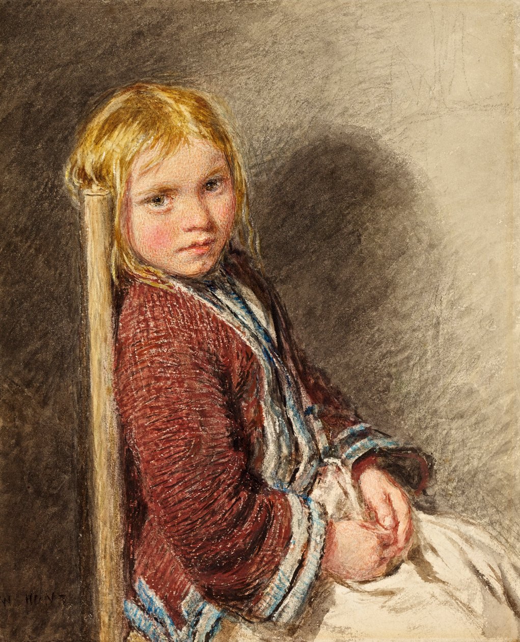 Den generte siddende, ca. 1840 af William Henry Hunt