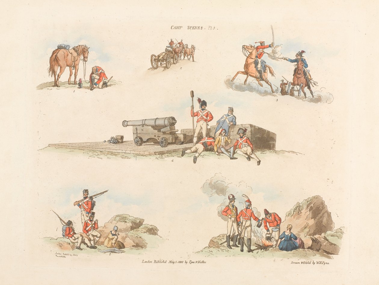 ?Lejrscener?, 1803 af William Henry Pyne