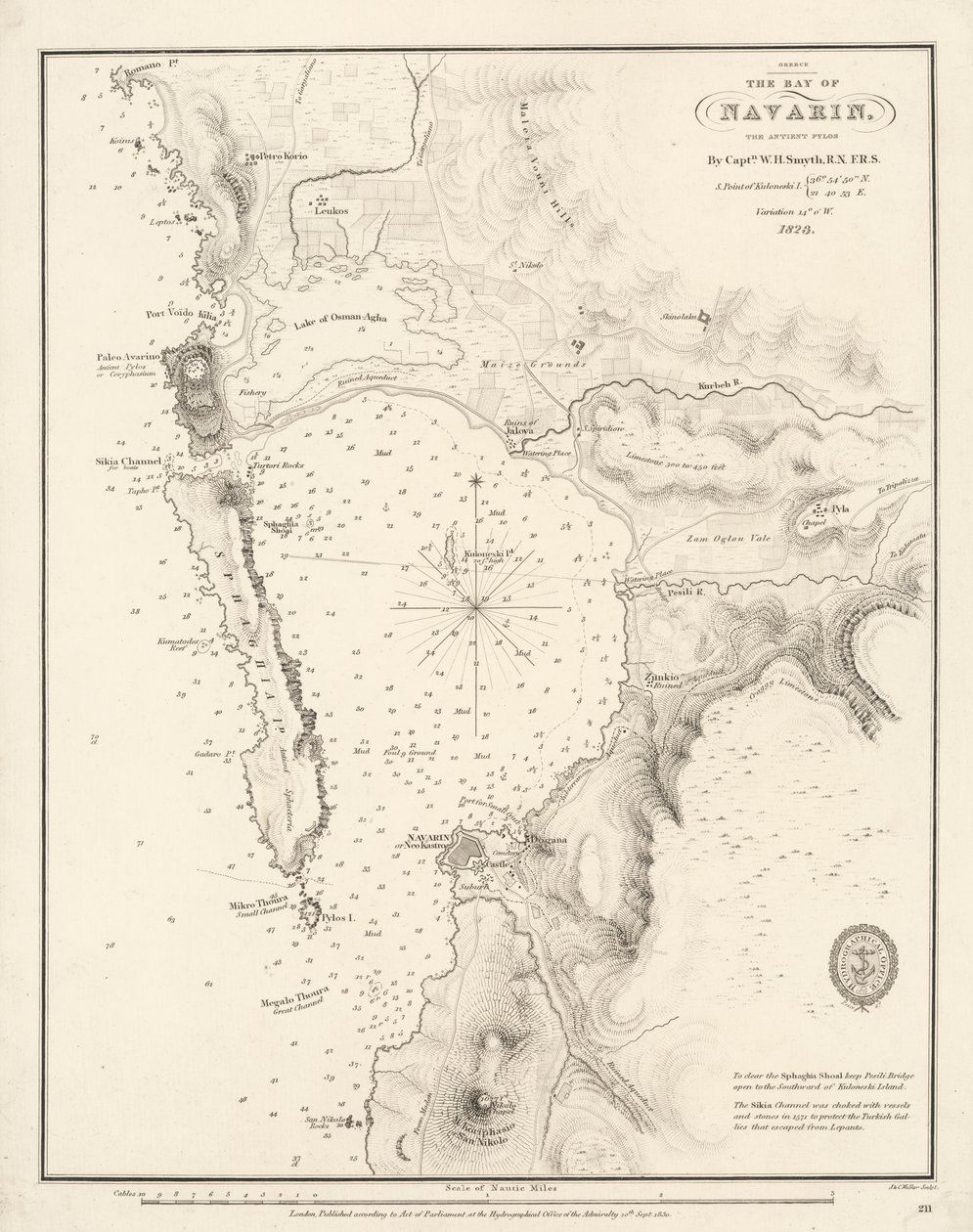 Navarino-bugten af William Henry Smyth