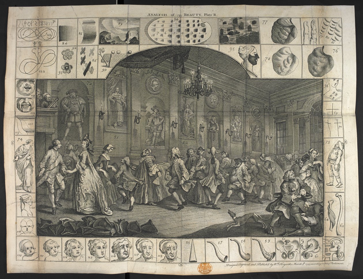 Et stort antal mennesker danser af William Hogarth