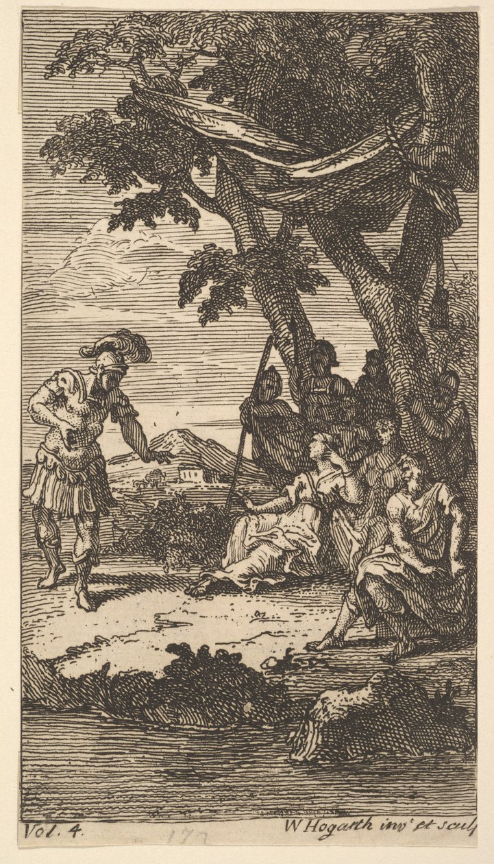 Cassandra, Frontispice, Vol. 4, 1725. af William Hogarth
