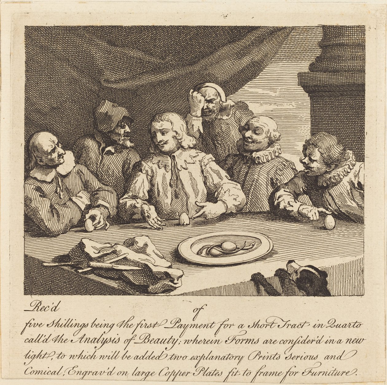 Columbus bryder ægget af William Hogarth