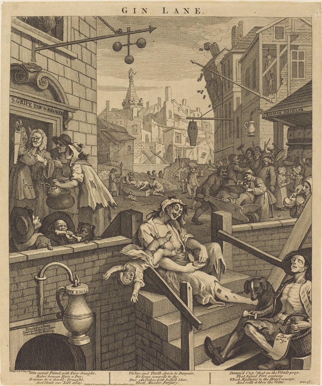 Gin Lane af William Hogarth