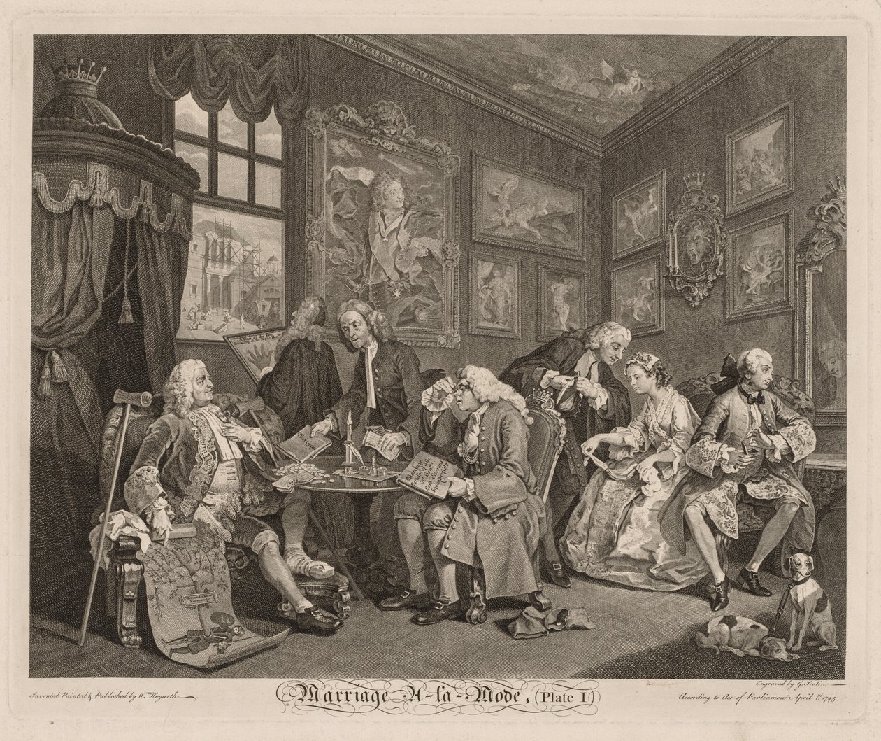 Ægteskab à la Mode: Kontrakten, 1745. af William Hogarth
