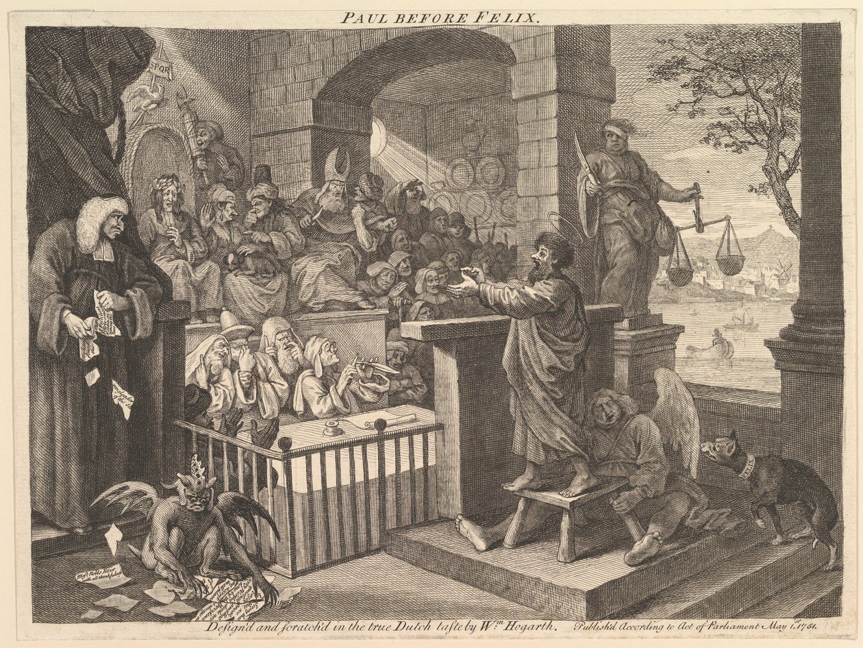 Paul Before Felix Burlesqued, maj 1751. af William Hogarth