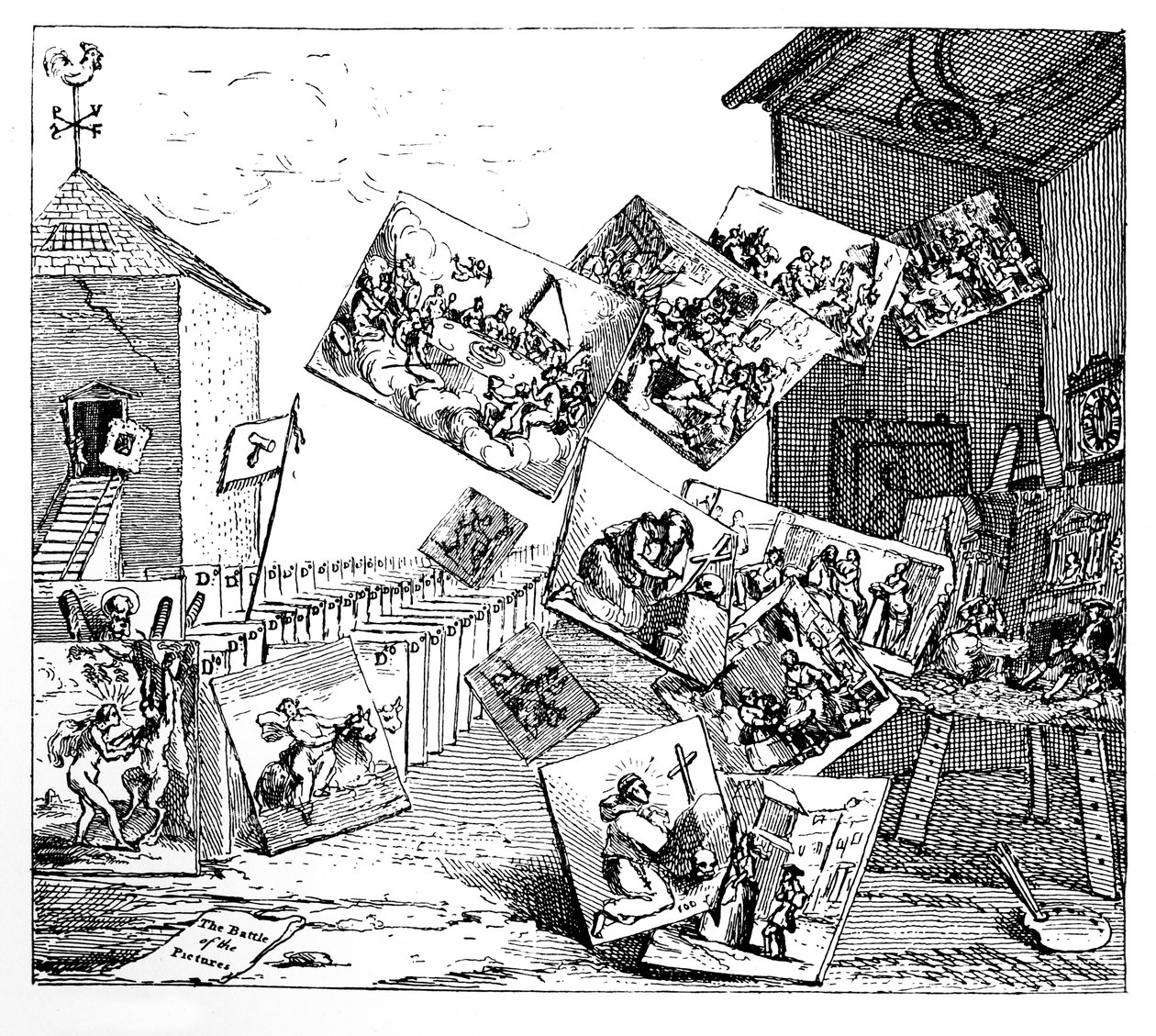Slaget om billederne, 1745. af William Hogarth
