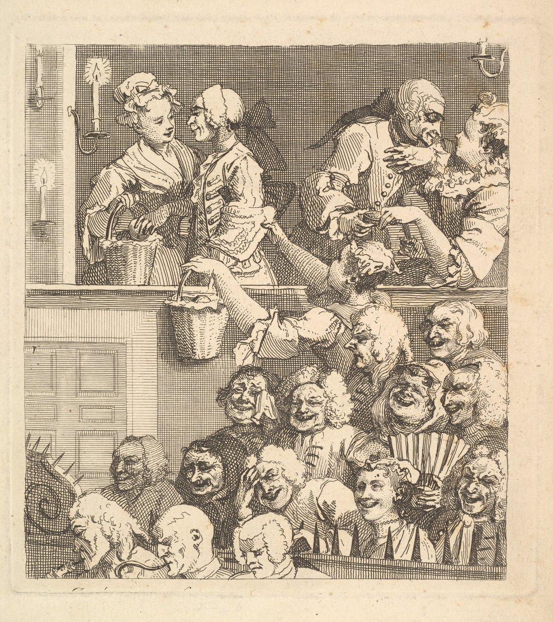 Det leende publikum, december 1733. af William Hogarth