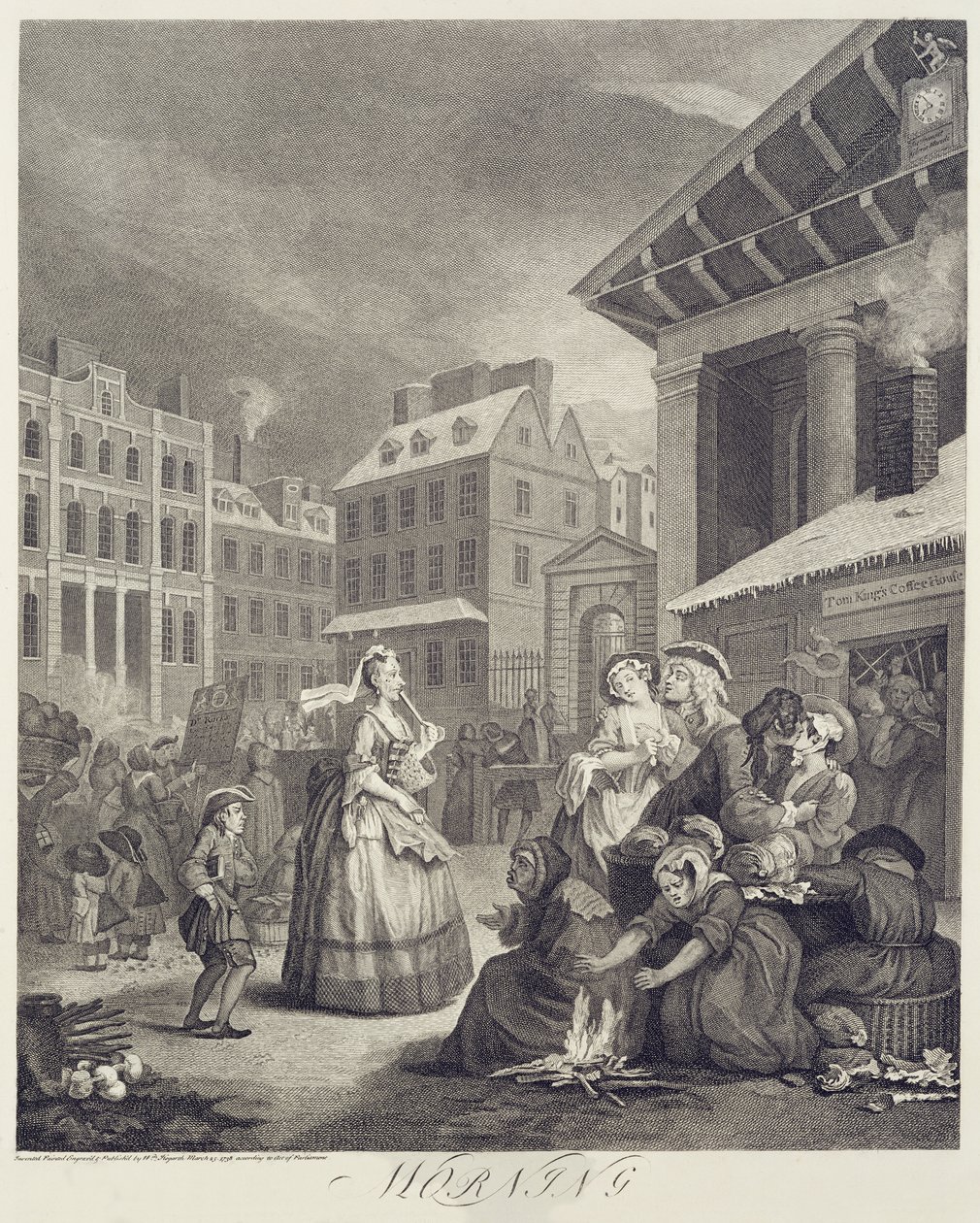 Tider på dagen: Morgen (gravering) af William Hogarth