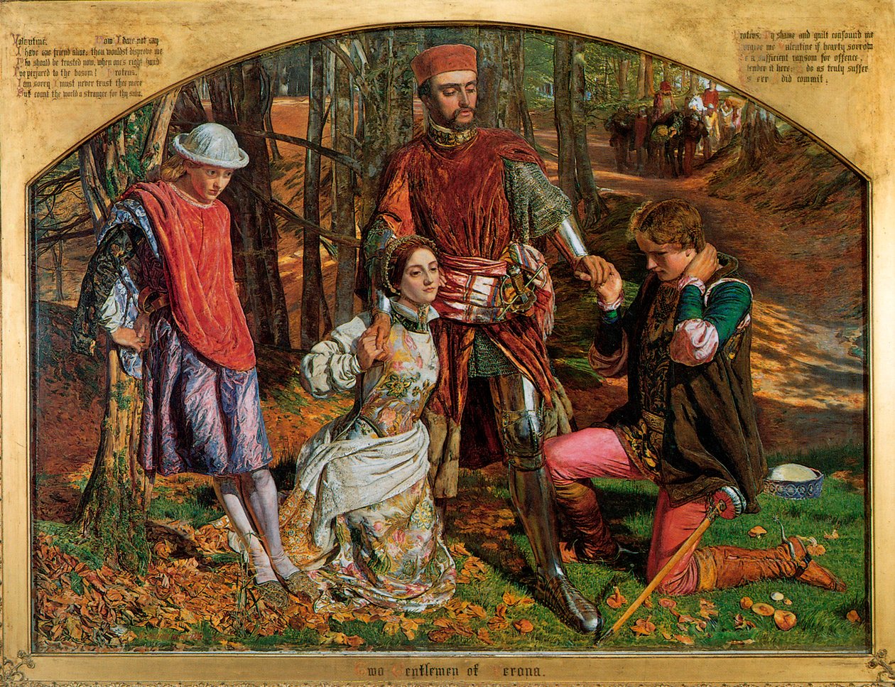 Valentin redder Sylvia fra Proteus, 1851. af William Holman Hunt