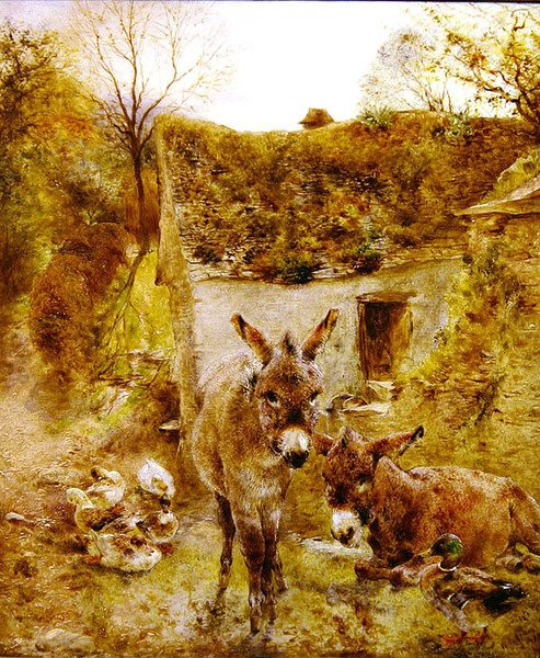Æsler og ænder i en gård af William Huggins