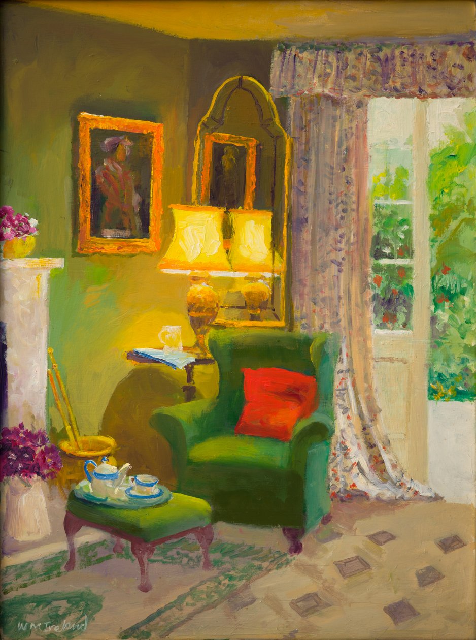 Rød pude (olie om bord) af William Ireland