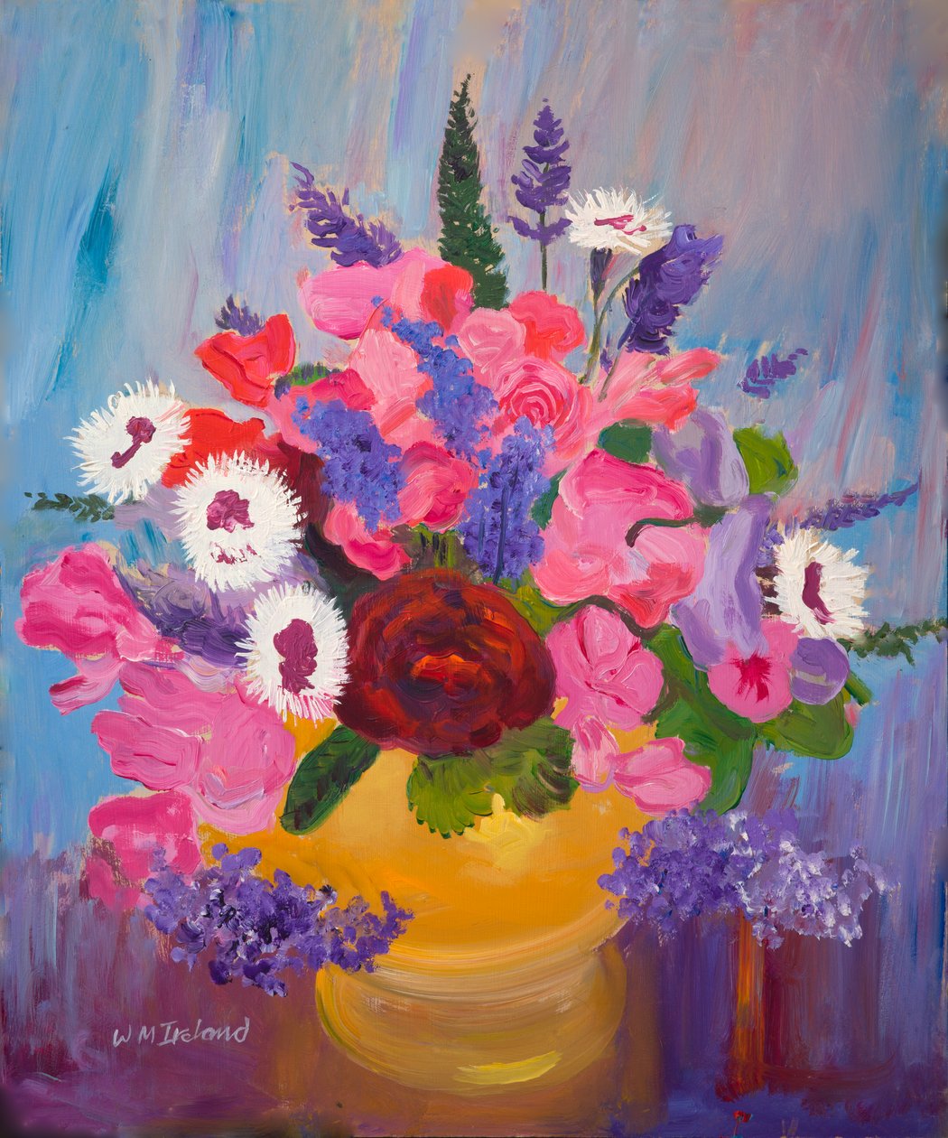 Vase (olie på bord) af William Ireland