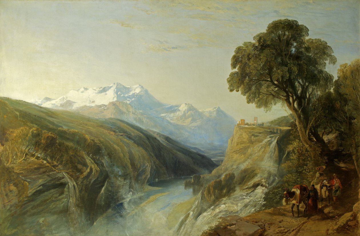 En alpescene (olie på lærred) af William James Muller