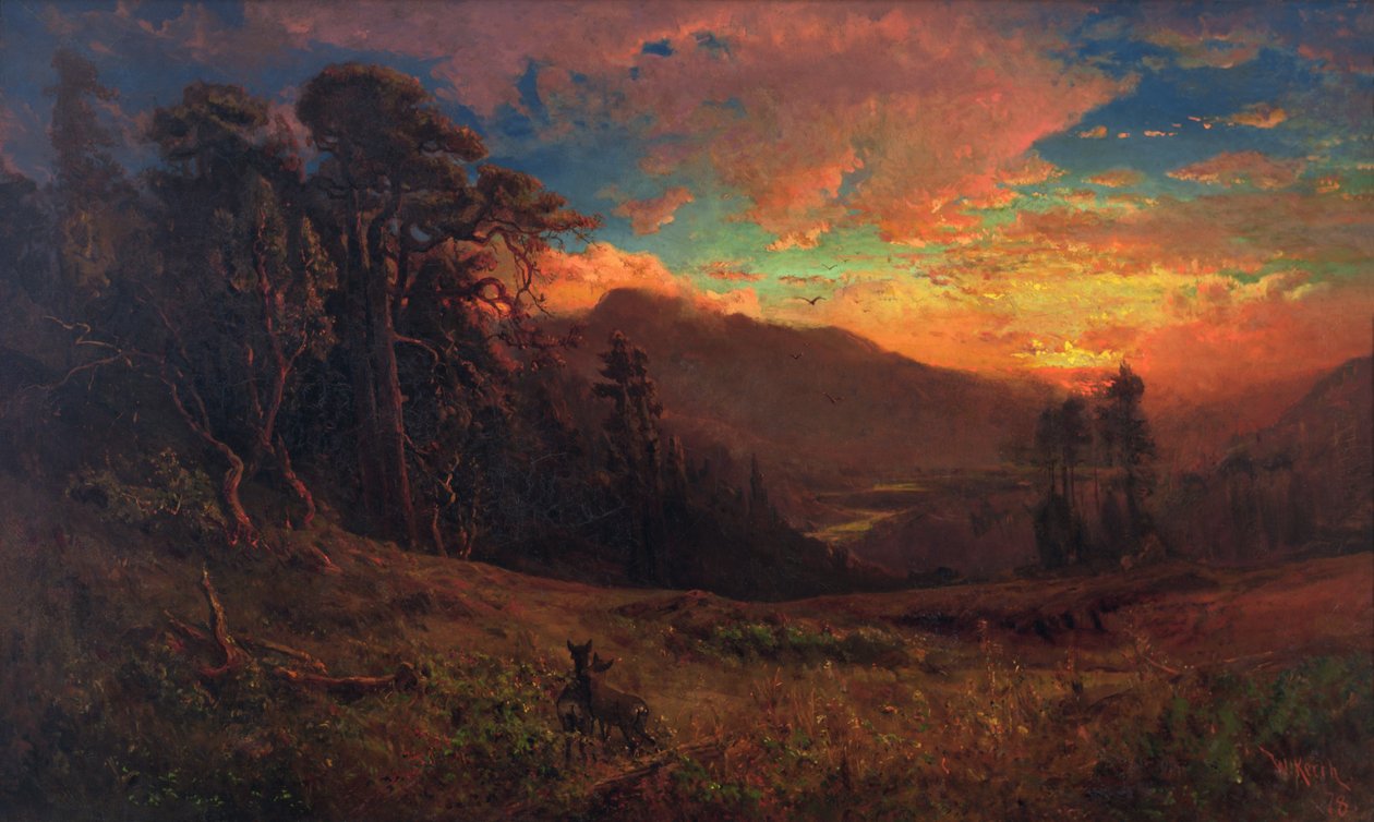 En efterårssolnedgang ved Russian River af William Keith